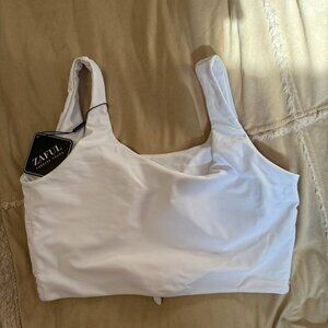 Scoop-neck tankini swim top - White, NWT